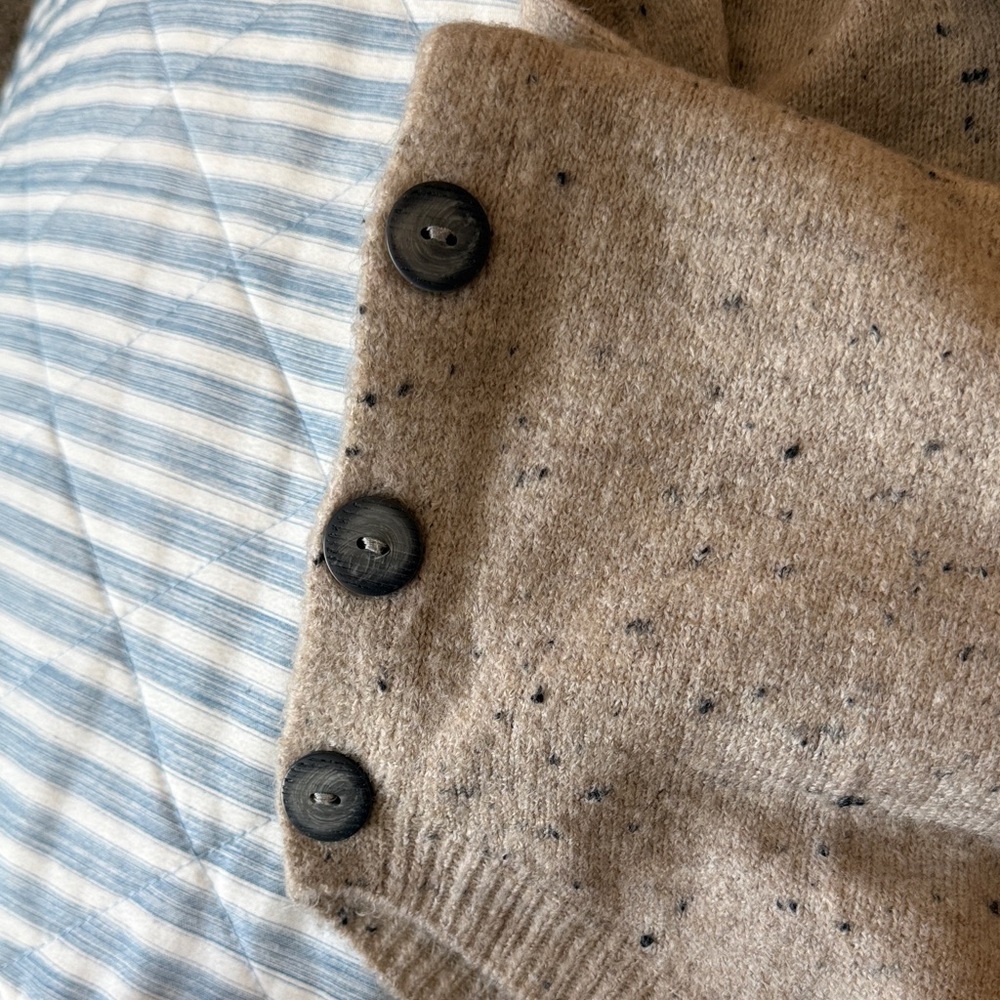 Shawl Collar Sweater in Oatmeal Speckle - Picture 2 of 4